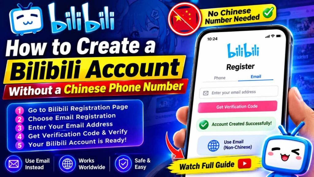 Bilibili Account कैसे बनाएं Chinese Phone Number के बिना